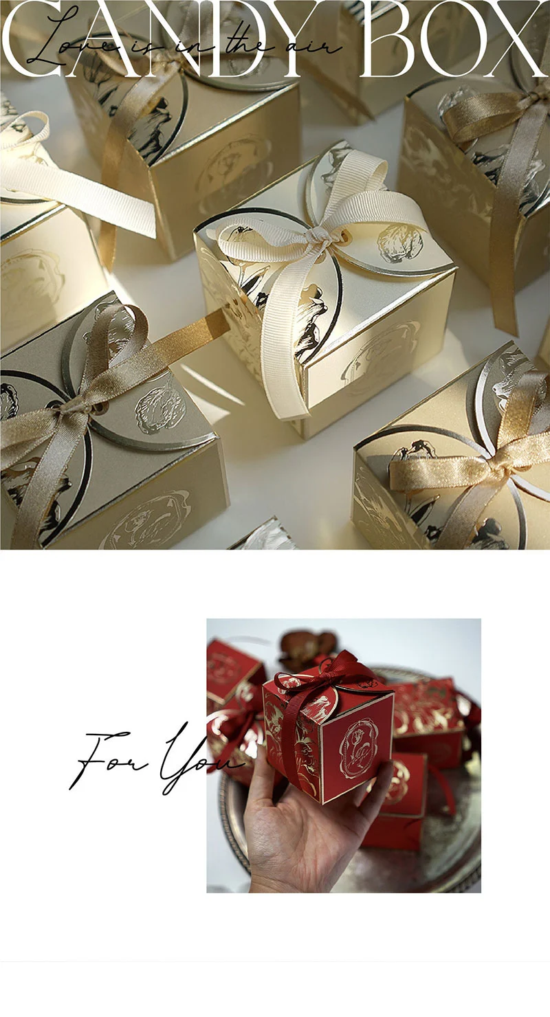 French Sugar Box Light Luxury Golden Candy Champagne Color Wedding Candy Box Wedding Accompanying Paper Gift Box French Sugar Box Light Luxury Golden Candy Champagne Color Wedding Candy Box Wedding Accompanying Paper Gift Box